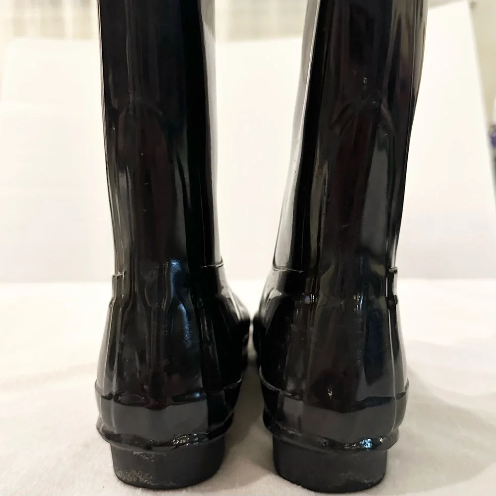 Hunter Original Tall Glossy Black Rain Boot Women’s 6 classic weather high boots